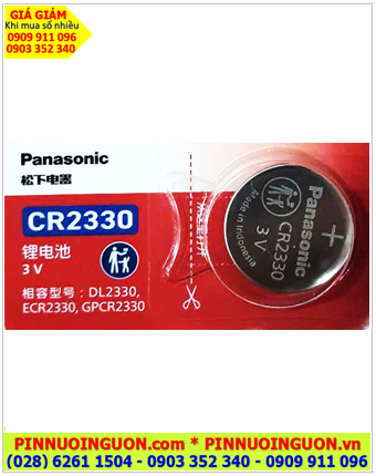 Panasonic CR2330; Pin nuôi nguồn Panasonic CR2330 lithium 3v chính hãng, Xuất xứ Indonesia 